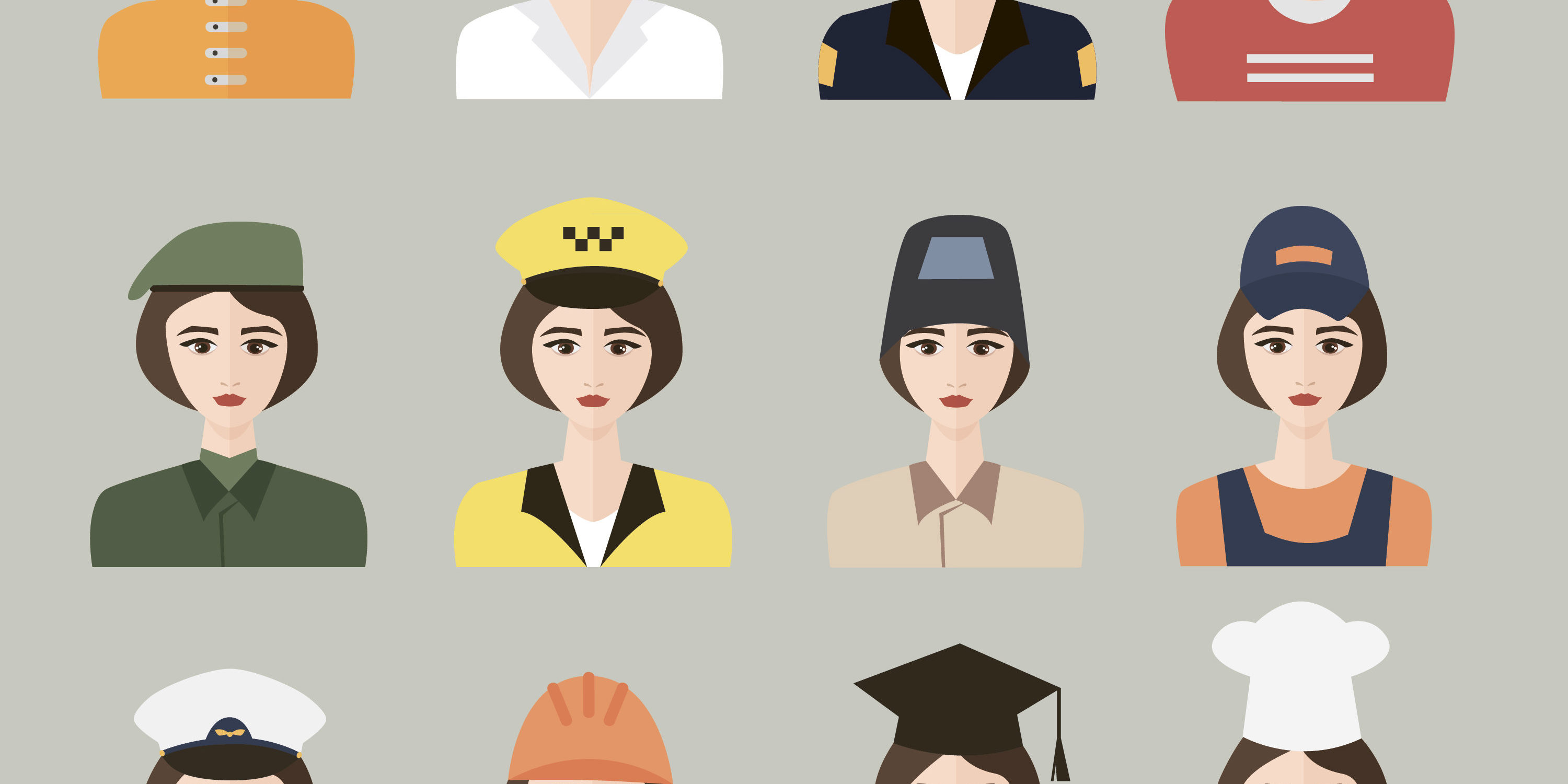 Set of icons of male profession for women
