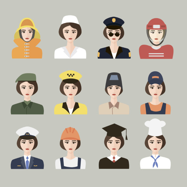 Set of icons of male profession for women